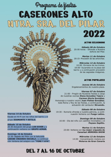 Programa de actos de las fiestas del Pilar en Caserones Altos / TA